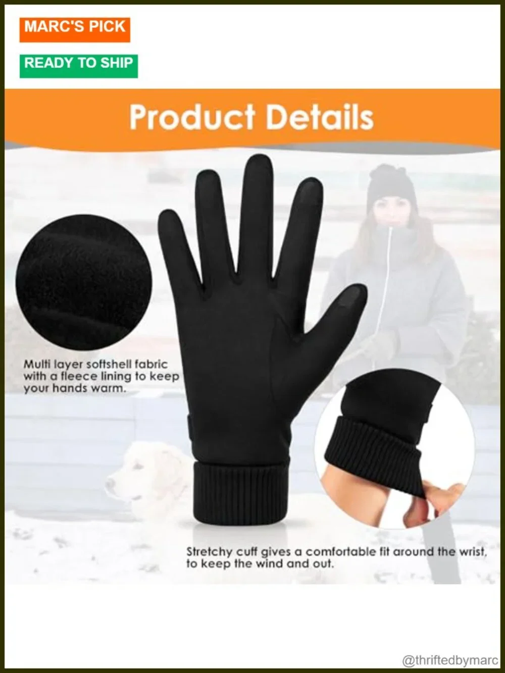 Thermal Fleece Lined Winter Gloves Touchscreen Compatible Gift